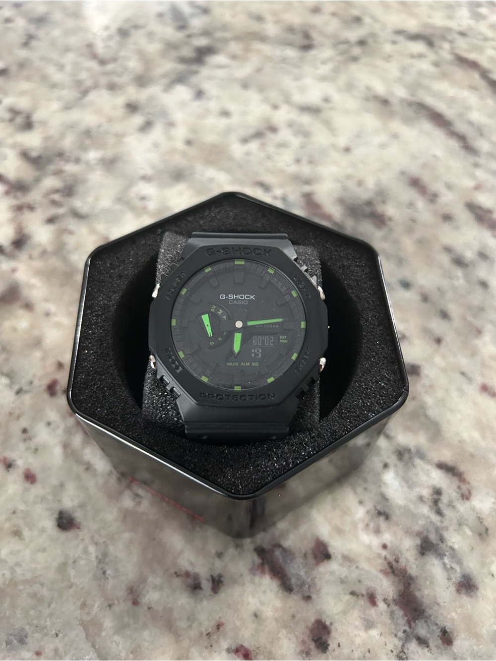 G-Shock Black Watch with Green Accents Digital-Analog